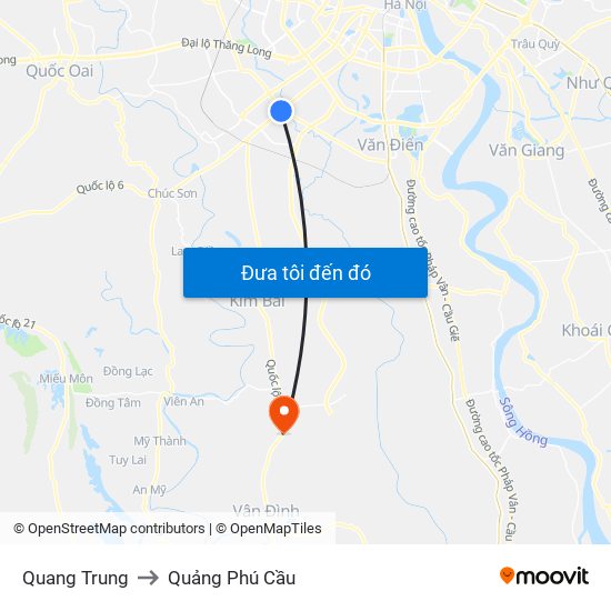 Quang Trung to Quảng Phú Cầu map