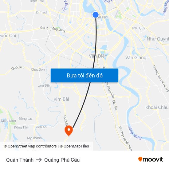 Quán Thánh to Quảng Phú Cầu map