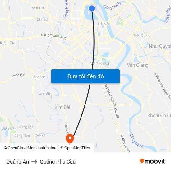 Quảng An to Quảng Phú Cầu map