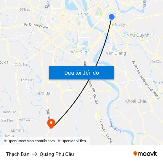 Thạch Bàn to Quảng Phú Cầu map