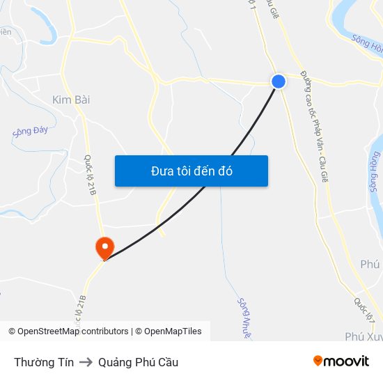 Thường Tín to Quảng Phú Cầu map