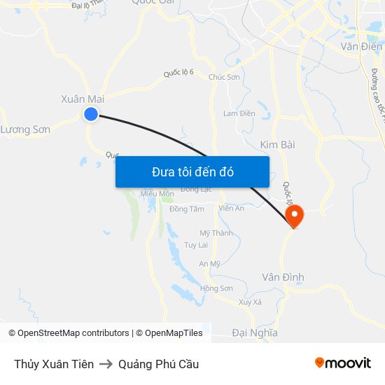 Thủy Xuân Tiên to Quảng Phú Cầu map