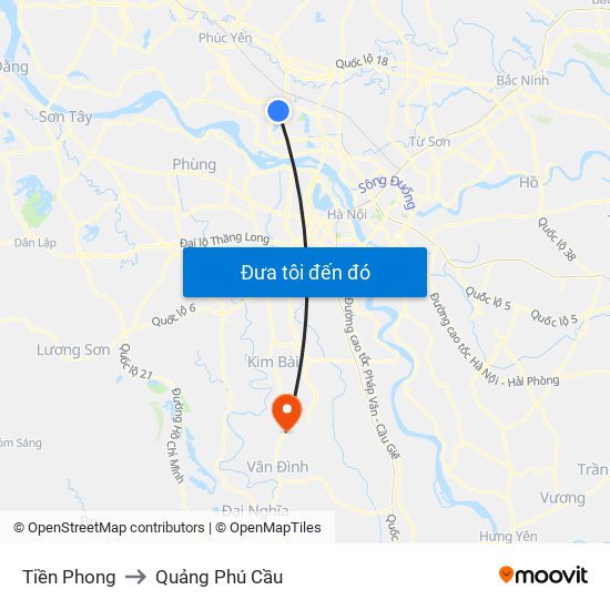 Tiền Phong to Quảng Phú Cầu map