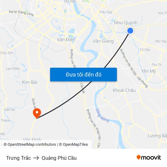 Trưng Trắc to Quảng Phú Cầu map