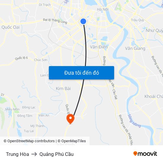 Trung Hòa to Quảng Phú Cầu map