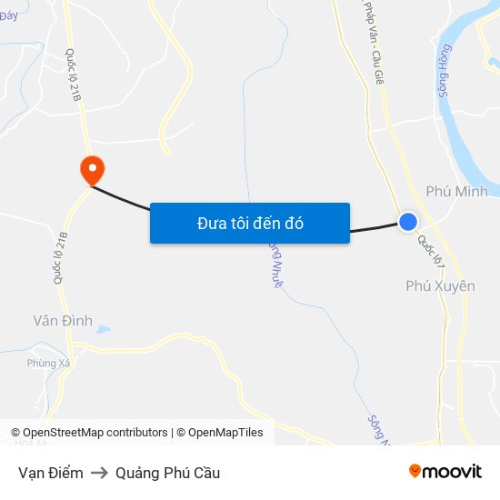 Vạn Điểm to Quảng Phú Cầu map