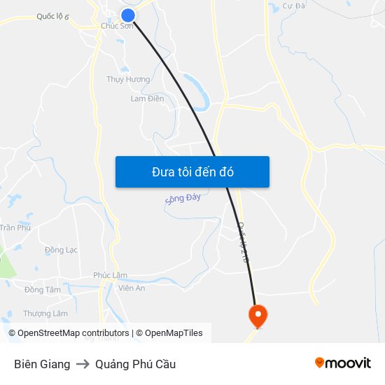 Biên Giang to Quảng Phú Cầu map