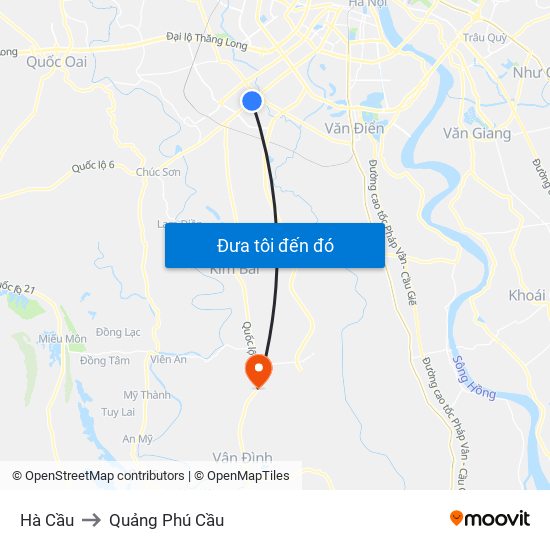 Hà Cầu to Quảng Phú Cầu map