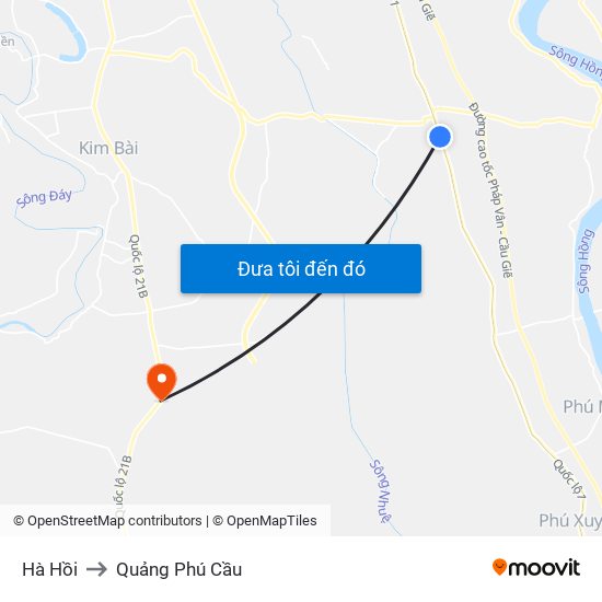 Hà Hồi to Quảng Phú Cầu map