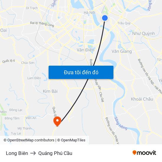 Long Biên to Quảng Phú Cầu map