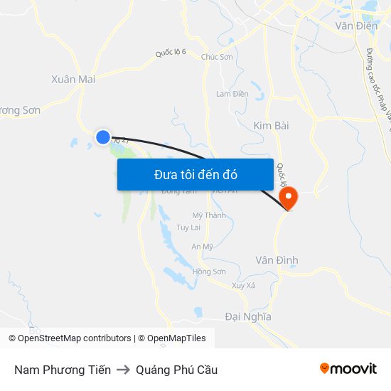 Nam Phương Tiến to Quảng Phú Cầu map