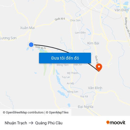 Nhuận Trạch to Quảng Phú Cầu map