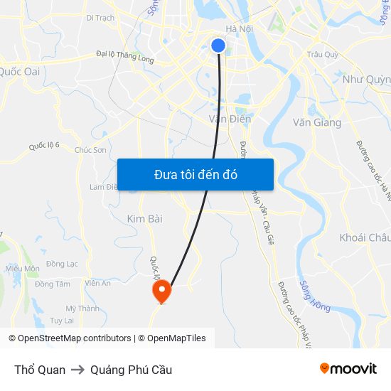 Thổ Quan to Quảng Phú Cầu map