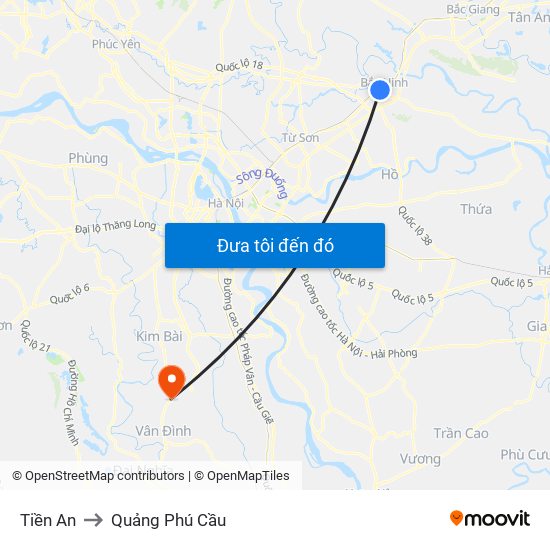 Tiền An to Quảng Phú Cầu map