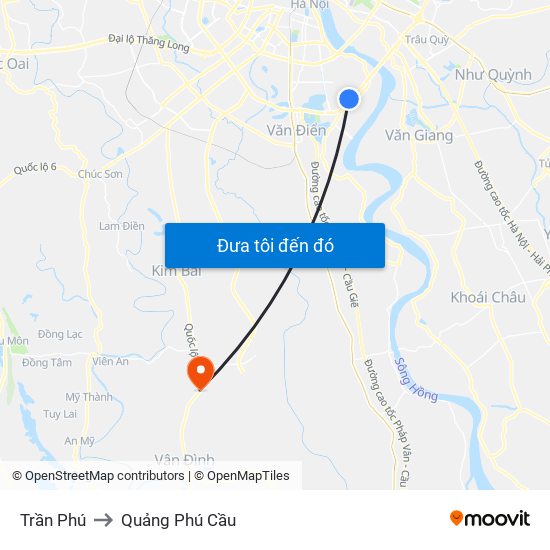 Trần Phú to Quảng Phú Cầu map