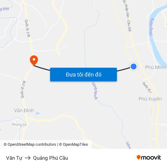 Văn Tự to Quảng Phú Cầu map