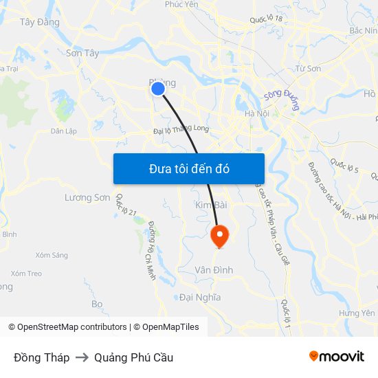Đồng Tháp to Quảng Phú Cầu map