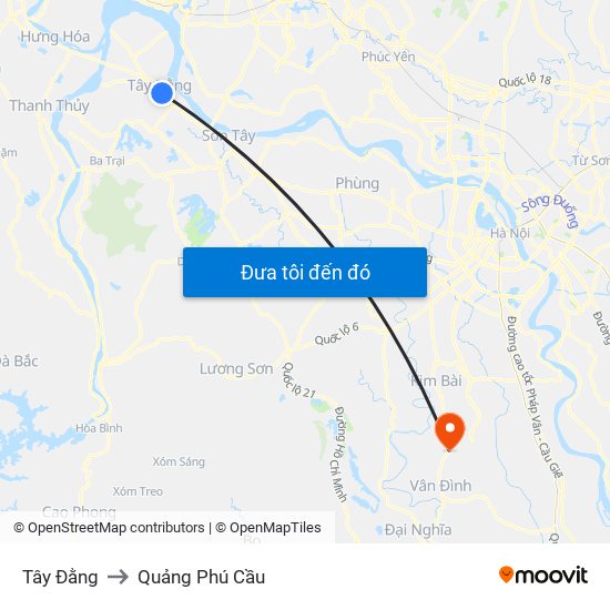 Tây Đằng to Quảng Phú Cầu map