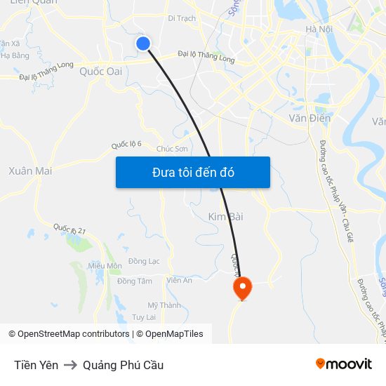 Tiền Yên to Quảng Phú Cầu map