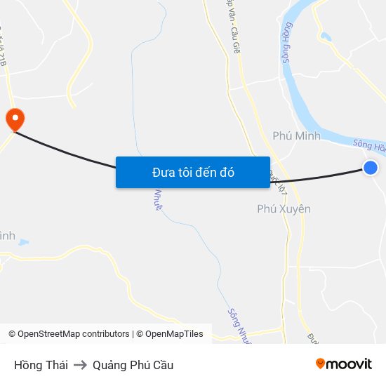 Hồng Thái to Quảng Phú Cầu map