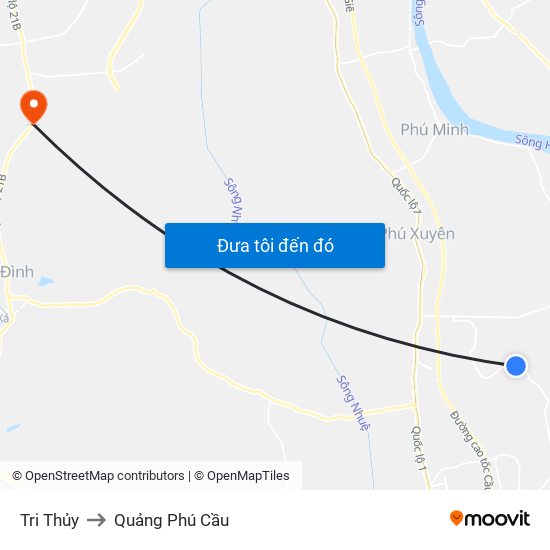 Tri Thủy to Quảng Phú Cầu map