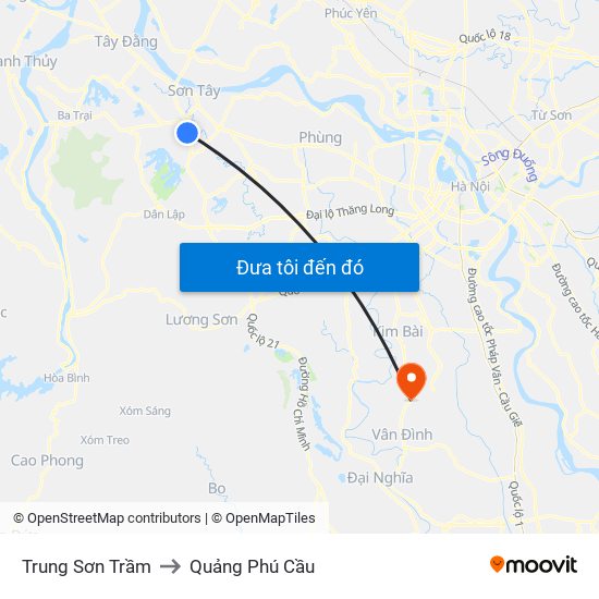 Trung Sơn Trầm to Quảng Phú Cầu map