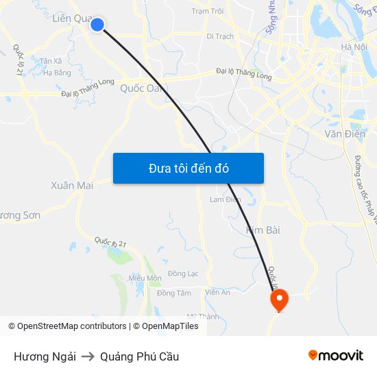 Hương Ngải to Quảng Phú Cầu map