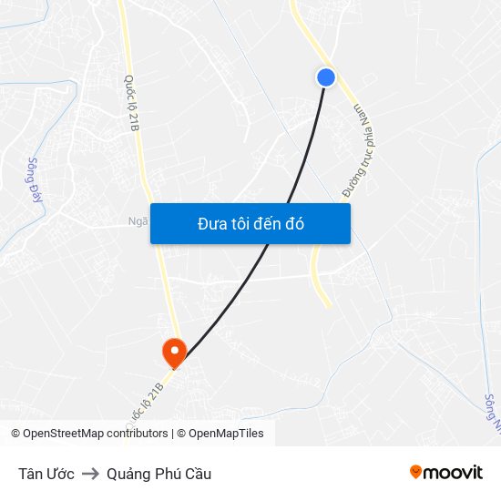 Tân Ước to Quảng Phú Cầu map