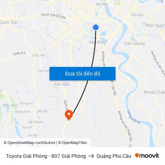 Toyota Giải Phóng - 807 Giải Phóng to Quảng Phú Cầu map