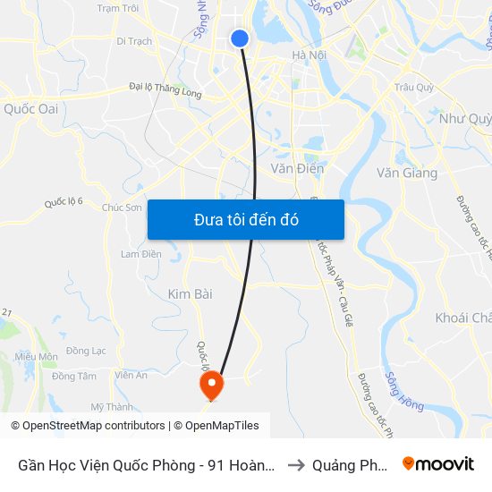 Gần Học Viện Quốc Phòng - 91 Hoàng Quốc Việt to Quảng Phú Cầu map