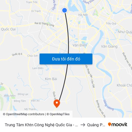 Trung Tâm Khtn Công Nghệ Quốc Gia - 18 Hoàng Quốc Việt to Quảng Phú Cầu map