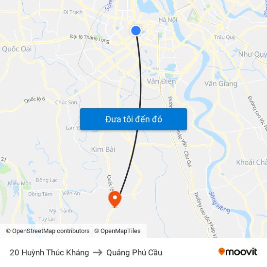 20 Huỳnh Thúc Kháng to Quảng Phú Cầu map