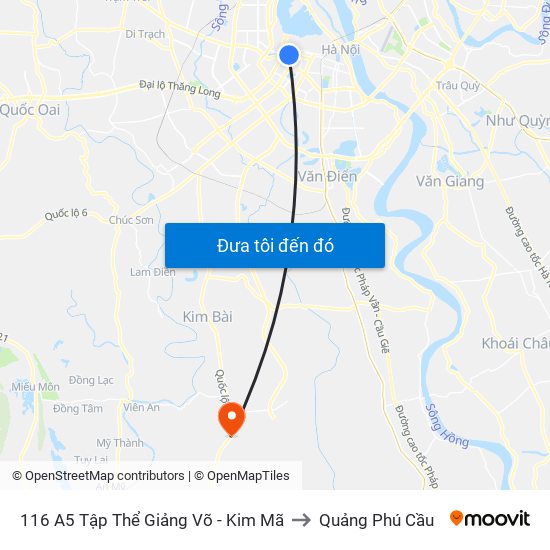 116 A5 Tập Thể Giảng Võ - Kim Mã to Quảng Phú Cầu map