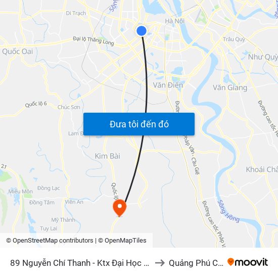 89 Nguyễn Chí Thanh - Ktx Đại Học Luật to Quảng Phú Cầu map