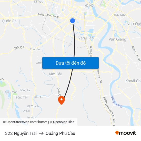 322 Nguyễn Trãi to Quảng Phú Cầu map
