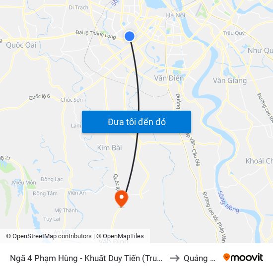 Ngã 4 Phạm Hùng - Khuất Duy Tiến (Trung Tâm Hội Nghị Quốc Gia) to Quảng Phú Cầu map