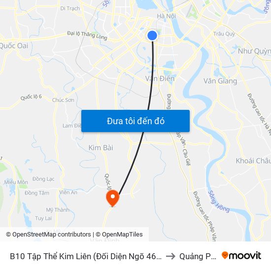 B10 Tập Thể Kim Liên (Đối Diện Ngõ 46b Phạm Ngọc Thạch) to Quảng Phú Cầu map