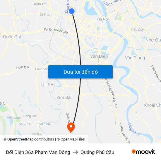 Đối Diện 36a Phạm Văn Đồng to Quảng Phú Cầu map