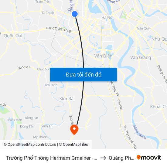 Trường Phổ Thông Hermam Gmeiner - Phạm Văn Đồng to Quảng Phú Cầu map