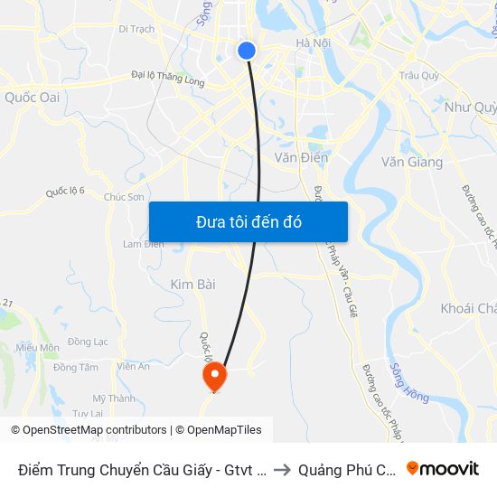 Điểm Trung Chuyển Cầu Giấy - Gtvt 01 to Quảng Phú Cầu map