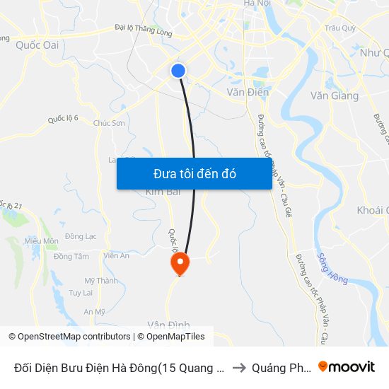 Đối Diện Bưu Điện Hà Đông(15 Quang Trung Hà Đông) to Quảng Phú Cầu map