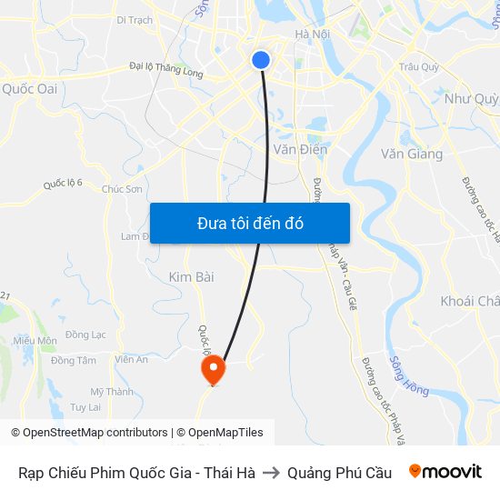 Rạp Chiếu Phim Quốc Gia - Thái Hà to Quảng Phú Cầu map
