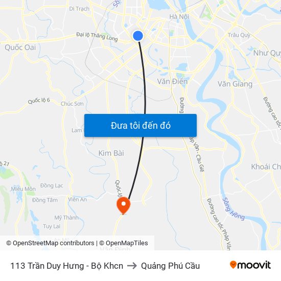 113 Trần Duy Hưng - Bộ Khcn to Quảng Phú Cầu map