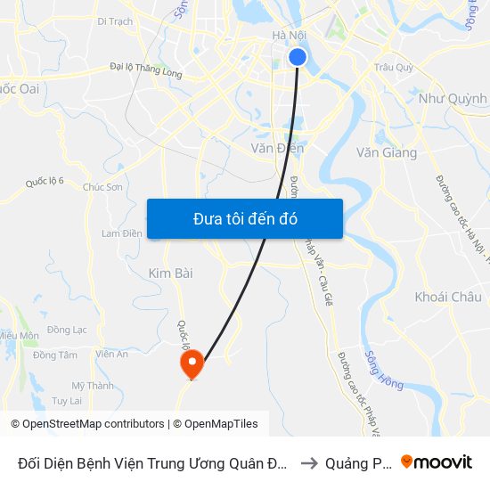 Đối Diện Bệnh Viện Trung Ương Quân Đội 108 - Trần Hưng Đạo to Quảng Phú Cầu map