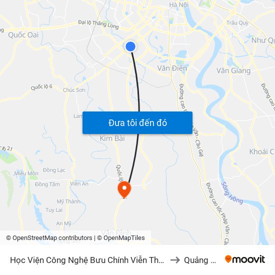 Học Viện Công Nghệ Bưu Chính Viễn Thông - Trần Phú (Hà Đông) to Quảng Phú Cầu map