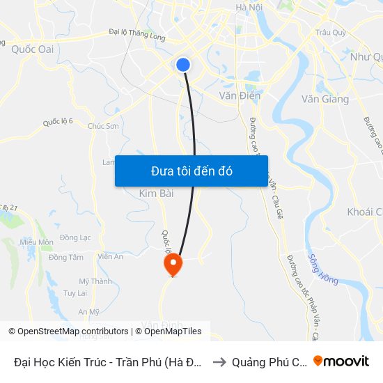 Đại Học Kiến Trúc - Trần Phú (Hà Đông) to Quảng Phú Cầu map