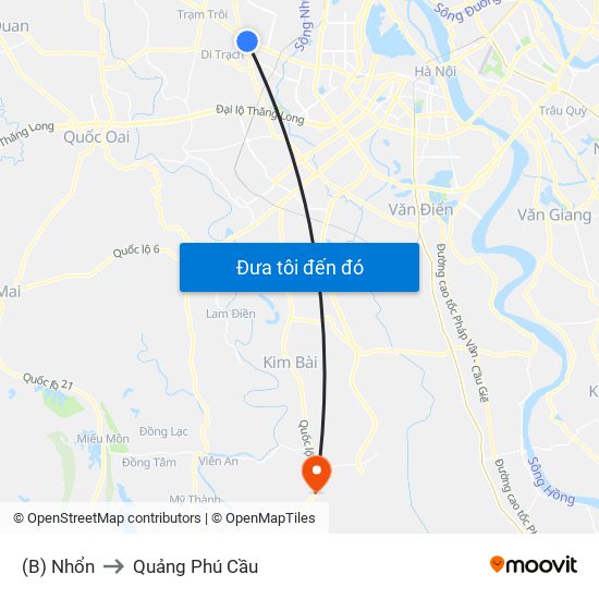 (B) Nhổn to Quảng Phú Cầu map