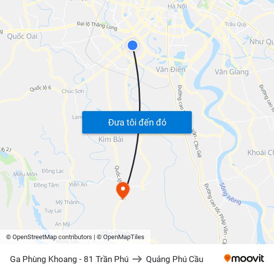 Ga Phùng Khoang - 81 Trần Phú to Quảng Phú Cầu map