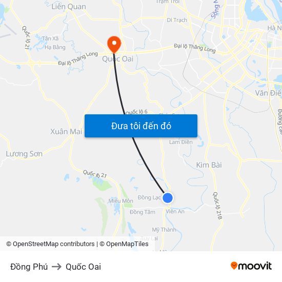 Đồng Phú to Quốc Oai map