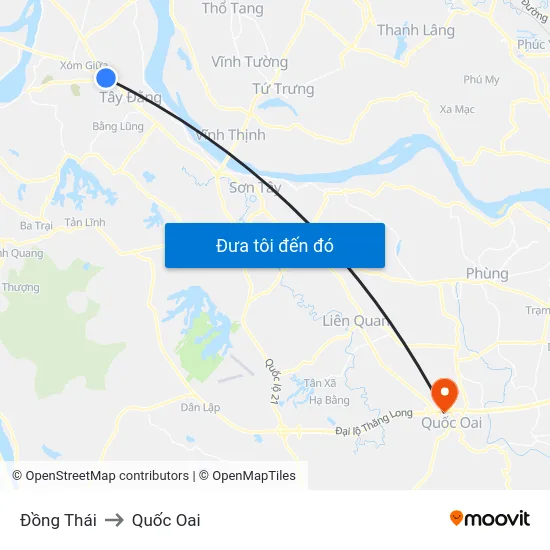 Đồng Thái to Quốc Oai map
